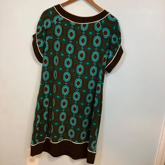 70s Inspired En Focus Studio Womens 16 Dress Mod Geometric Print Retro Chic - Picture 2 of 8